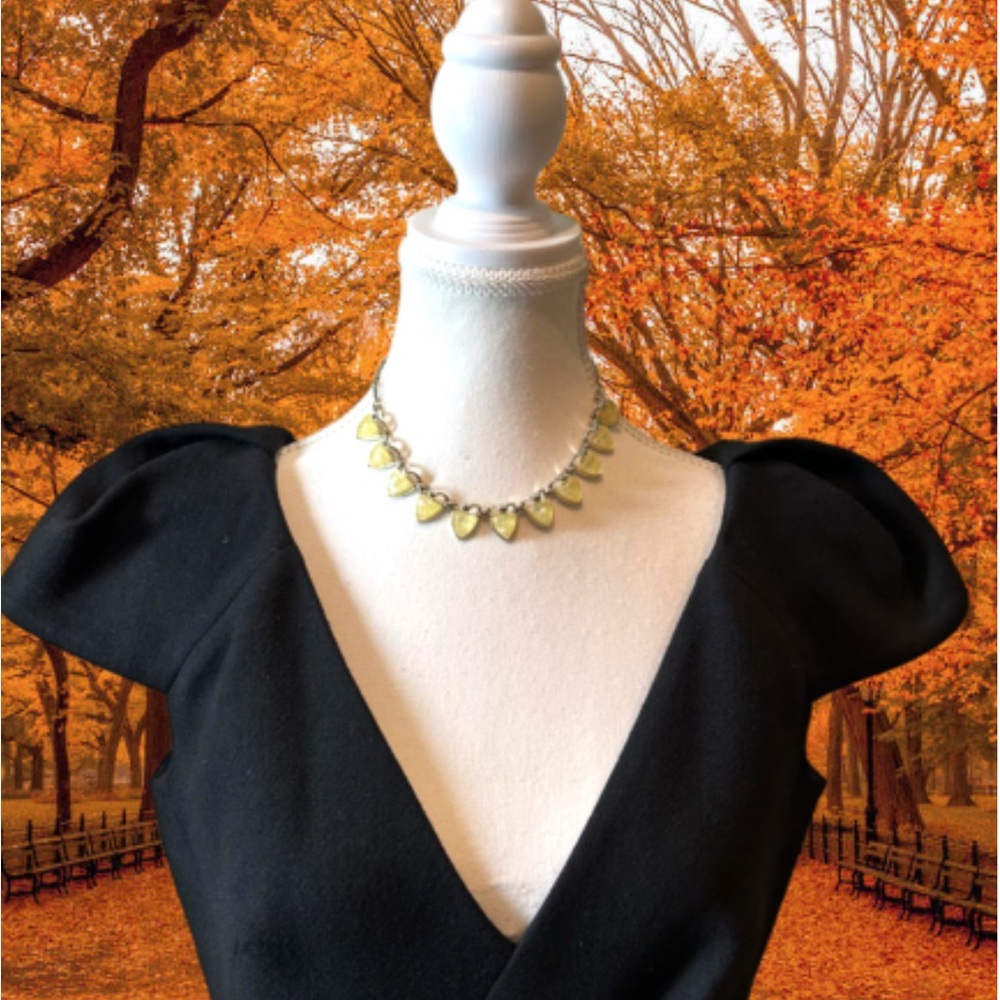 Vintage Yellow (heart or shield shape) Necklace with Silver Accents - Picture 1 of 9